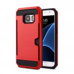 Wholesale Samsung Galaxy S7 Edge Credit Card Armor Case (Red)